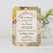 ヴィンテージシートミュージック結婚フローラ 招待状 (スタンド正面)