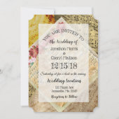 ヴィンテージシートミュージック結婚フローラ 招待状 (正面)