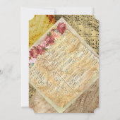 ヴィンテージシートミュージック結婚フローラ 招待状 (裏面)