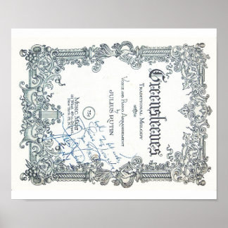 ヴィンテージシートミュージック – グリーンスリーブ自動 ポスター