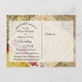 ヴィンテージシートミュージック&バラ日付はがきを保存 案内ポストカード (裏面)