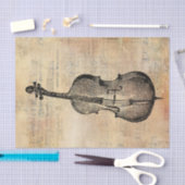 ヴィンテージシート上のチェロの音楽ラインスケッチ 薄葉紙 (クラフト)