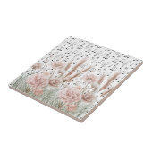 ヴィンテージシート音楽とピンクの牡丹ワイルドフラワー タイル (側面)