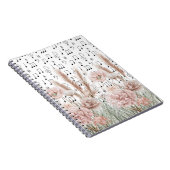 ヴィンテージシート音楽とピンクの牡丹ワイルドフラワー ノートブック (右側)