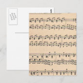 ヴィンテージシート音楽スコアノート ポストカード (正面/裏面)