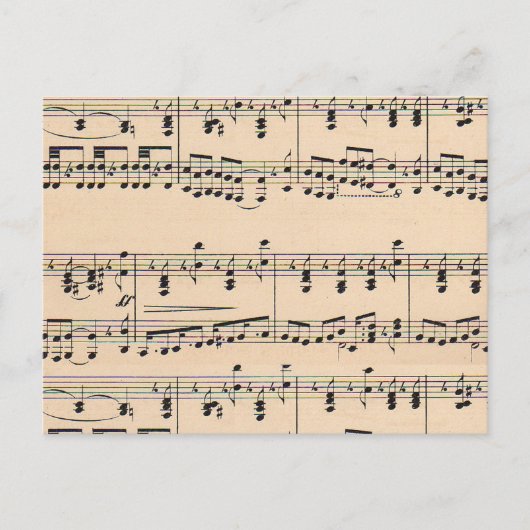 ヴィンテージシート音楽スコアノート ポストカード (正面)