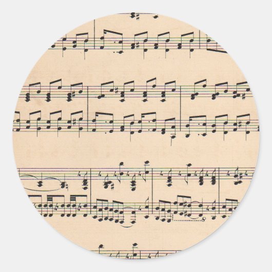 ヴィンテージシート音楽スコアノート ラウンドシール (正面)