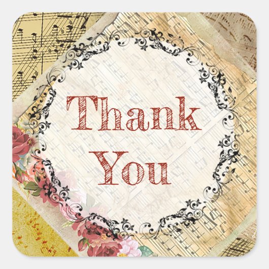 ヴィンテージシート音楽バラステッパーソナライズされたカー スクエアシール (正面)