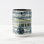 ヴィンテージシート音楽パターンコーヒーマグ ツートーンマグカップ (中央)
