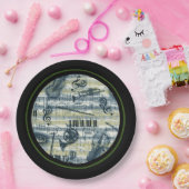 ヴィンテージシート音楽パターン ペーパープレート (パーティー)