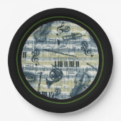 ヴィンテージシート音楽パターン ペーパープレート (正面)