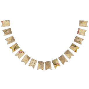 ヴィンテージシート音楽ピンクローズパーティーフラグのバナー バンティングフラッグ