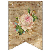 ヴィンテージシート音楽ピンクローズパーティーフラグのバナー バンティングフラッグ (第2の旗)