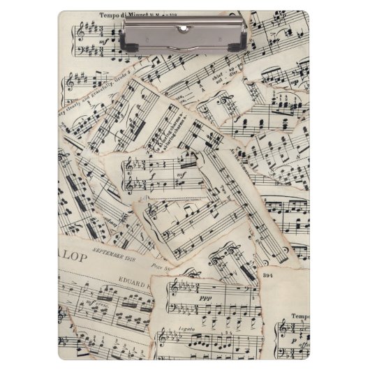 ヴィンテージシート音楽紙コラージュ クリップボード (正面)