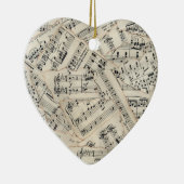 ヴィンテージシート音楽紙コラージュ セラミックオーナメント (右)