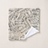 ヴィンテージシート音楽紙コラージュ バスタオルセット (ウォッシュタオル)