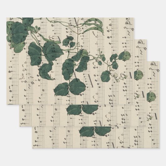 ヴィンテージシート音楽葉の ラッピングペーパーシート (セット)