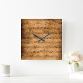 ヴィンテージシート音楽 スクエア壁時計 (ホーム)