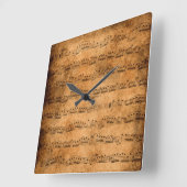 ヴィンテージシート音楽 スクエア壁時計 (傾斜)