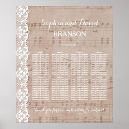 ヴィンテージシート&レース結婚のシーティングチャート ポスター