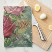 ヴィンテージシードカタログ茶タオル キッチンタオル (四つ折り)