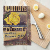 ヴィンテージシードカタログ茶タオル キッチンタオル (四つ折り)