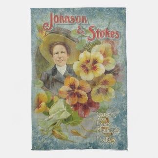 ヴィンテージシードカタログ茶タオル キッチンタオル