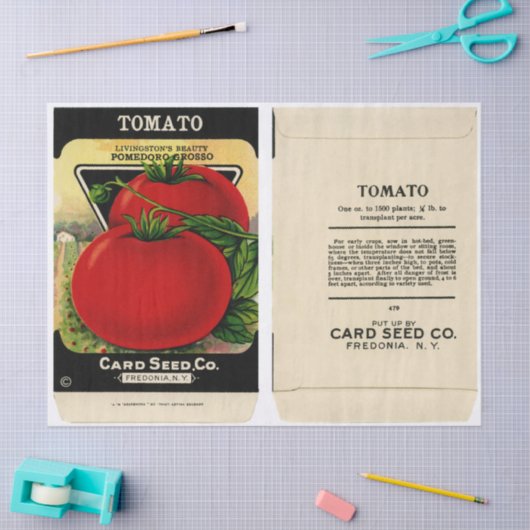 ヴィンテージシードパケットのトマトと指示 薄葉紙 (クラフト)