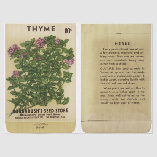 ヴィンテージシードパケットの時間と手順 薄葉紙 (正面)