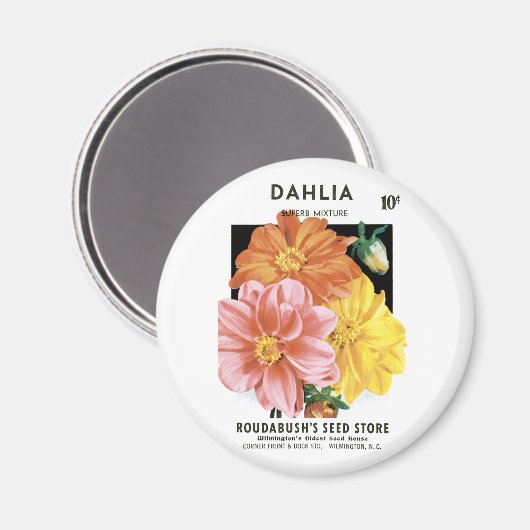 ヴィンテージシードパケットアートダリアガーデンフラワーズ マグネット (正面/裏面)