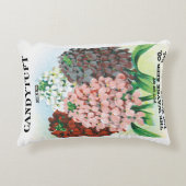 ヴィンテージシードパケットアート、キャンディトゥフトガーデンフラワー アクセントクッション (正面)