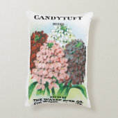 ヴィンテージシードパケットアート、キャンディトゥフトガーデンフラワー アクセントクッション (裏面(縦))