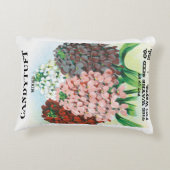 ヴィンテージシードパケットアート、キャンディトゥフトガーデンフラワー アクセントクッション (裏面)