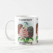 ヴィンテージシードパケットアート、キャンディトゥフトガーデンフラワー コーヒーマグカップ (左)