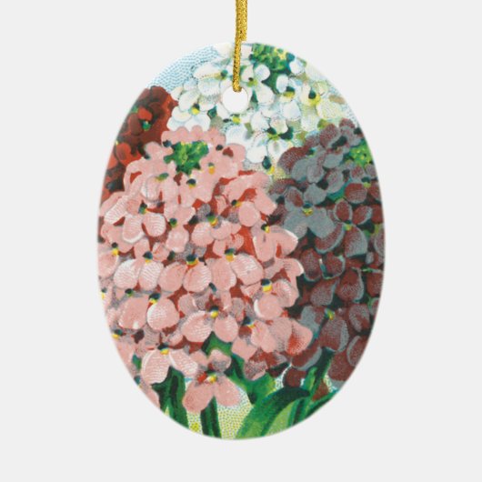 ヴィンテージシードパケットアート、キャンディトゥフトガーデンフラワー セラミックオーナメント (正面)