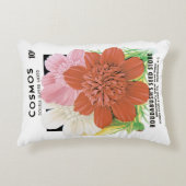 ヴィンテージシードパケットアート、コスモスガーデンフラワー アクセントクッション (正面)