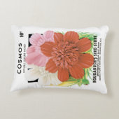 ヴィンテージシードパケットアート、コスモスガーデンフラワー アクセントクッション (裏面)