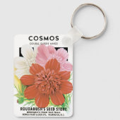 ヴィンテージシードパケットアート、コスモスガーデンフラワー キーホルダー (裏面)