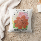 ヴィンテージシードパケットアート、コスモスガーデンフラワー クッション (ブランケット)