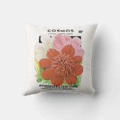 ヴィンテージシードパケットアート、コスモスガーデンフラワー クッション (裏面)