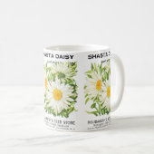 ヴィンテージシードパケットアート、シャスタデイジー花 コーヒーマグカップ (正面右)