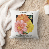 ヴィンテージシードパケットアート、ダリアガーデンフラワー クッション (ブランケット)