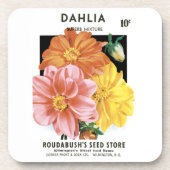 ヴィンテージシードパケットアート、ダリアガーデンフラワー コースター (正面)