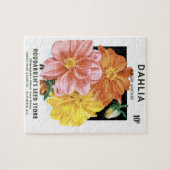 ヴィンテージシードパケットアート、ダリアガーデンフラワー ジグソーパズル (横)