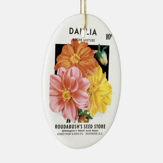 ヴィンテージシードパケットアート、ダリアガーデンフラワー セラミックオーナメント (右)