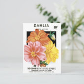 ヴィンテージシードパケットアート、ダリアガーデンフラワー ポストカード (スタンド正面)