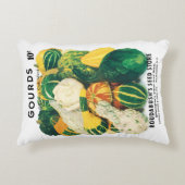 ヴィンテージシードパケットアート、混合グルズカボチャ アクセントクッション (正面)