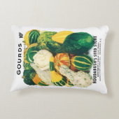 ヴィンテージシードパケットアート、混合グルズカボチャ アクセントクッション (裏面)