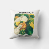 ヴィンテージシードパケットアート、混合グルズカボチャ クッション (裏面)