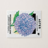 ヴィンテージシードパケットアート、紫色のアスター花 ジグソーパズル (横)